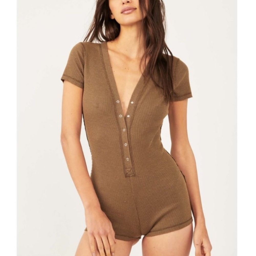 NWT INTIMATELY Free People Early Night Romper in Washed Army Green Size: XS